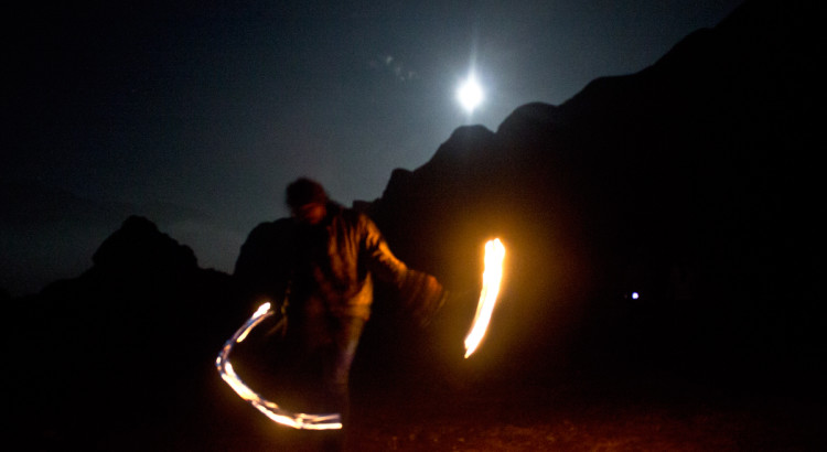 dancing, fire, moon, moonlight, peru